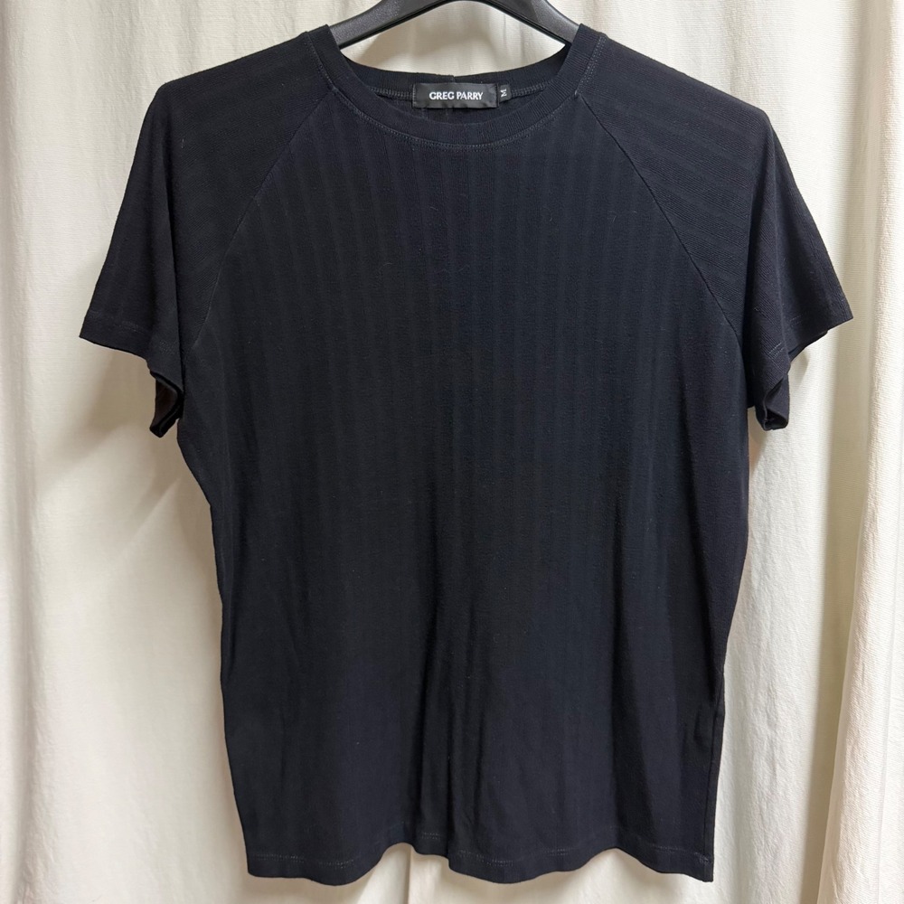 VTG Greg Parry Mens Ribbed Raglan Short Sleeve T-Shirt Black Size M Made in USA